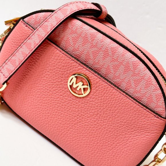Michael Kors Jet Set Glam Small MINI Oval Camera Crossbody Bag MK Tea Rose - Picture 4 of 13